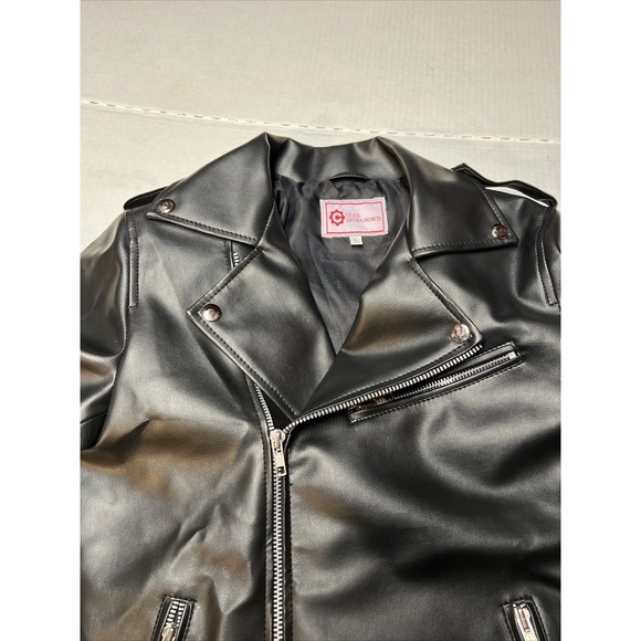 Celeb Leather Jacket Women's Small Patched Zippers Belt Black South Side Serpent - Picture 10 of 12